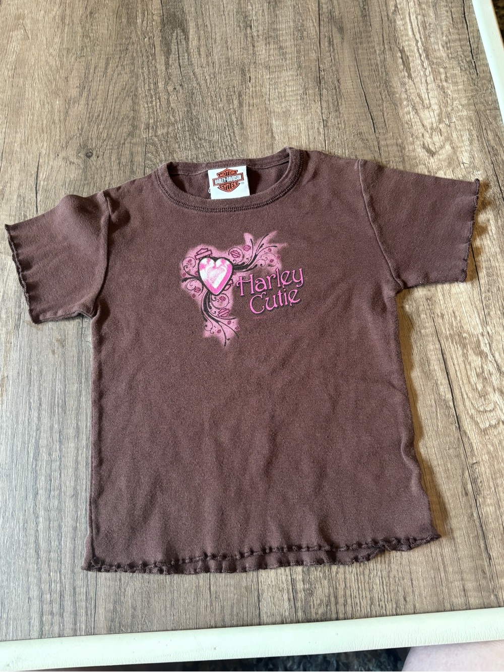 Vintage 2000s Y2K Toddler Girl Harley Davidson Shirt Top Tee 2-4T